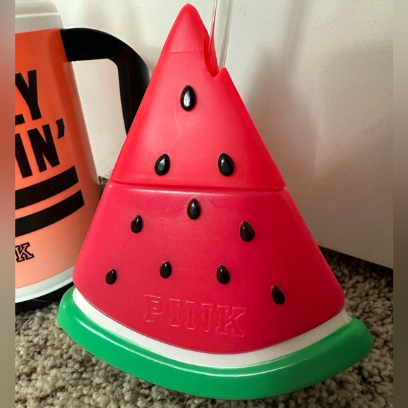 Lot of 2 Items: PINK ‘Totally Beachin’’ Tumbler & PINK Watermelon Fun Cup - Picture 2 of 8